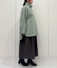 ZMJCE24430 al'aise modulation(アレーズモジュレーション) ワンボタンスタンドカラーコート グリーン