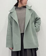 ZMJCE24430 al'aise modulation(アレーズモジュレーション) ワンボタンスタンドカラーコート グリーン