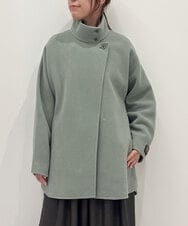 ZMJCE24430 al'aise modulation(アレーズモジュレーション) ワンボタンスタンドカラーコート グリーン