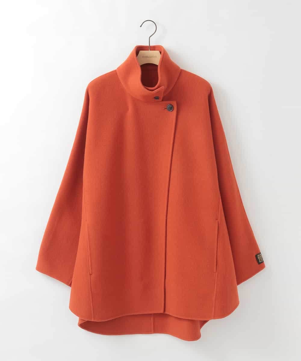 ZMJCE24430 al'aise modulation(アレーズモジュレーション) ワンボタンスタンドカラーコート オレンジ