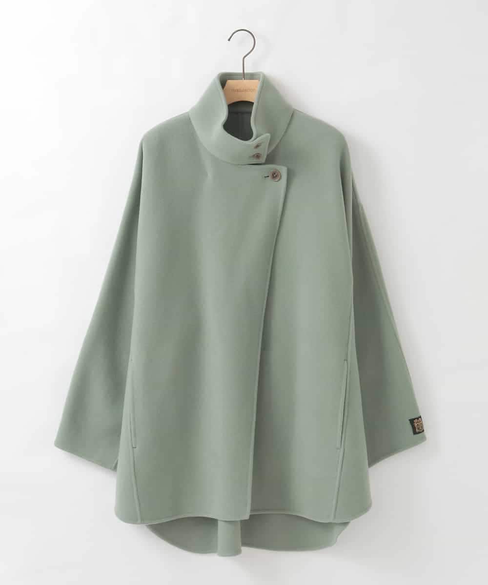 ZMJCE24430 al'aise modulation(アレーズモジュレーション) ワンボタンスタンドカラーコート グリーン
