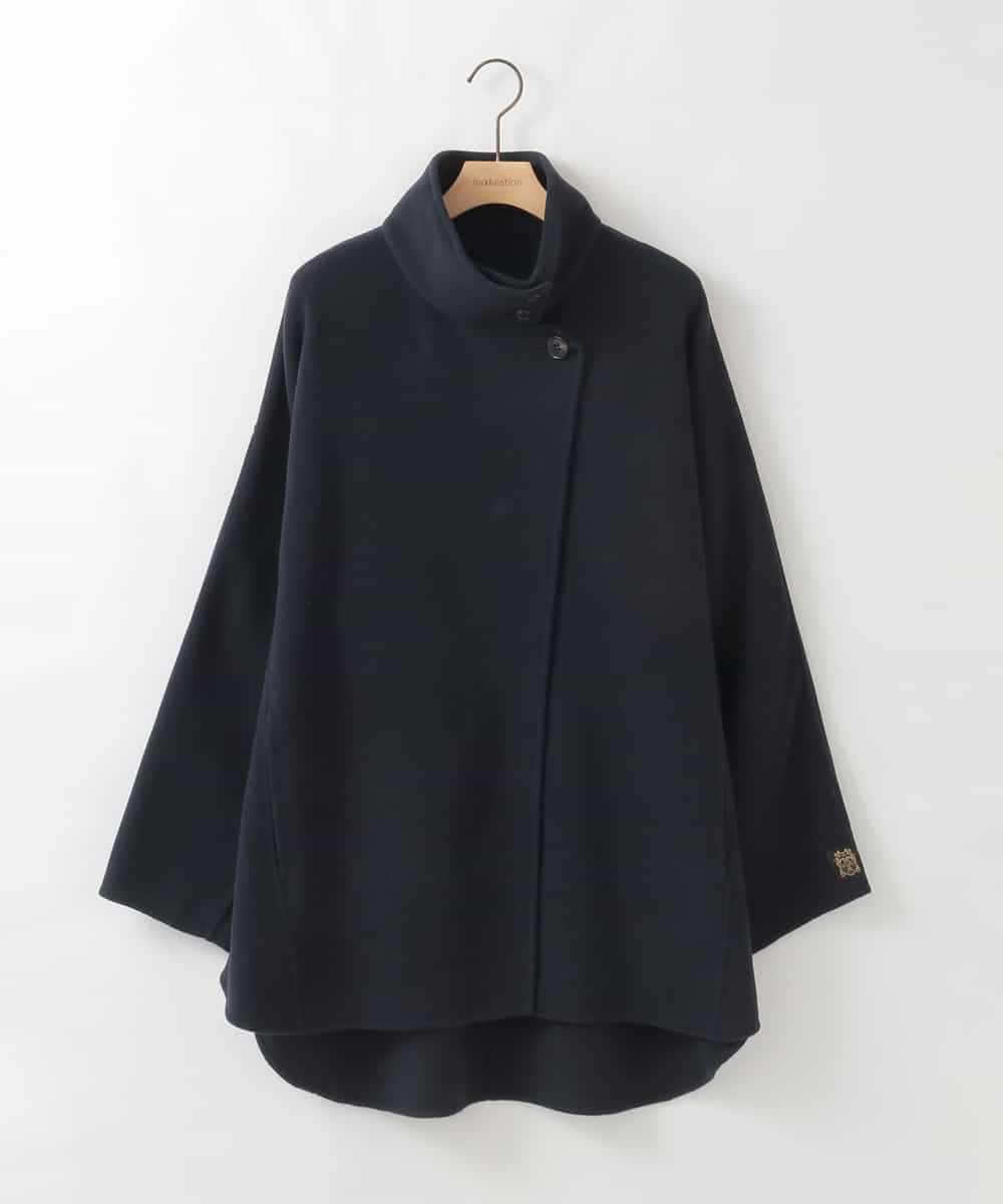 ZMJCE24430 al'aise modulation(アレーズモジュレーション) ワンボタンスタンドカラーコート ネイビー