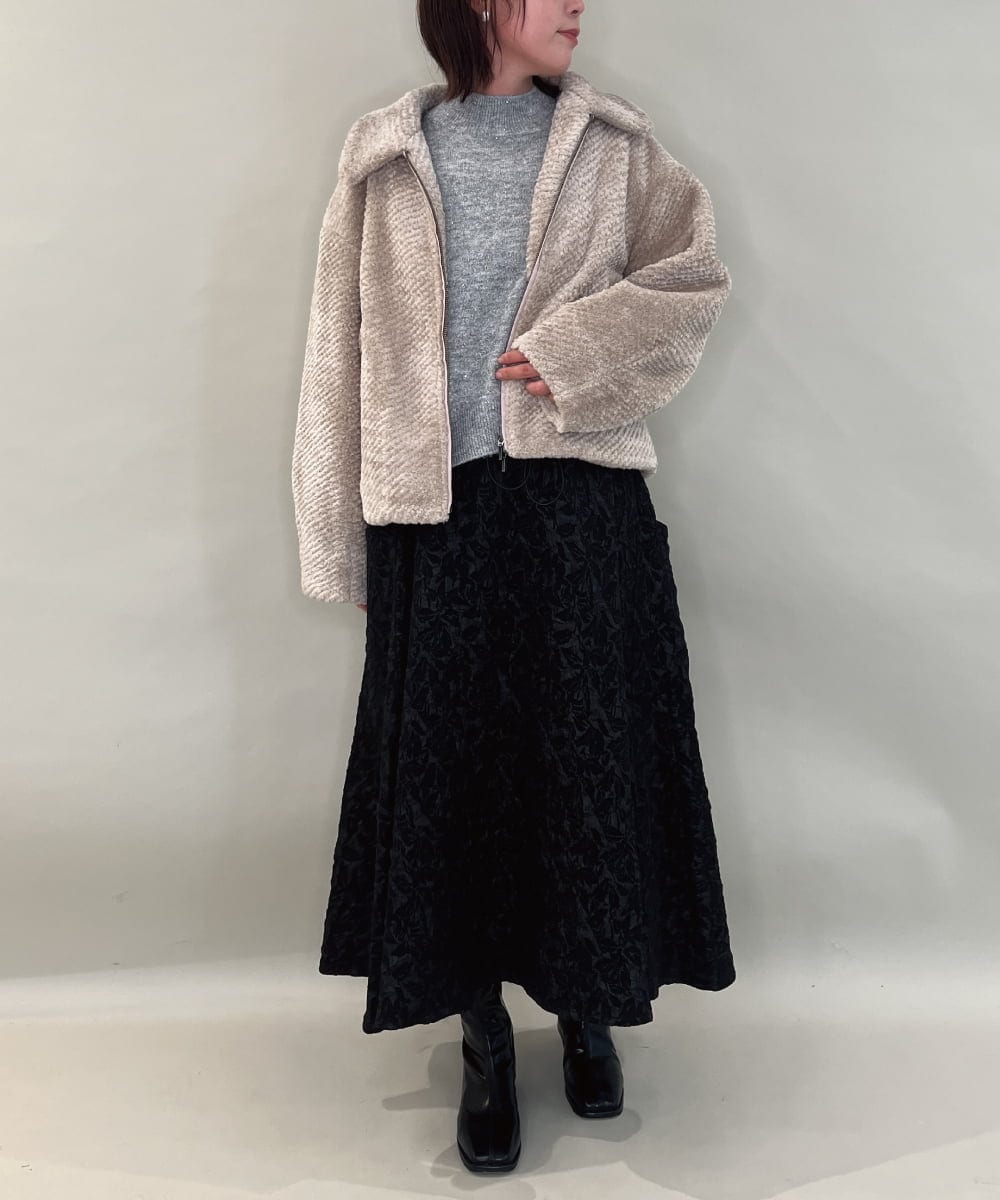 ZMJCE29260 al'aise modulation(アレーズモジュレーション) 衿付きボアジップブルゾン ベージュ