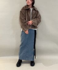 ZMJCE29260 al'aise modulation(アレーズモジュレーション) 衿付きボアジップブルゾン ブラウン