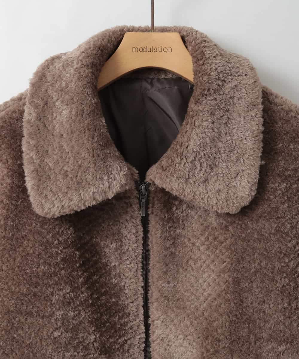 ZMJCE29260 al'aise modulation(アレーズモジュレーション) 衿付きボアジップブルゾン ブラウン