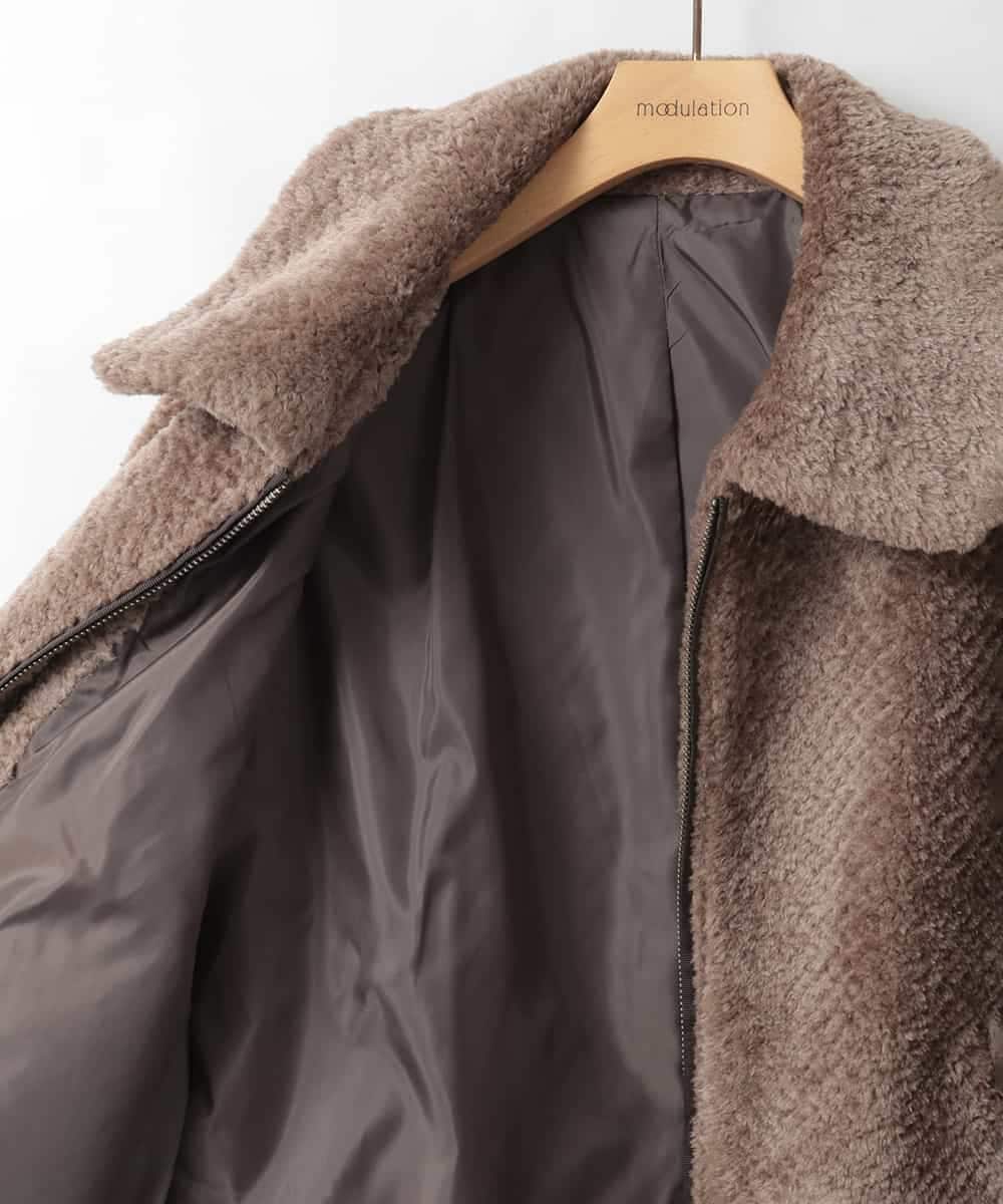 ZMJCE29260 al'aise modulation(アレーズモジュレーション) 衿付きボアジップブルゾン ブラウン