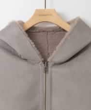 ZMJCE60270 al'aise modulation(アレーズモジュレーション) 【2WAY】リバーシブルフェイクムートンフードコート ライトグレー