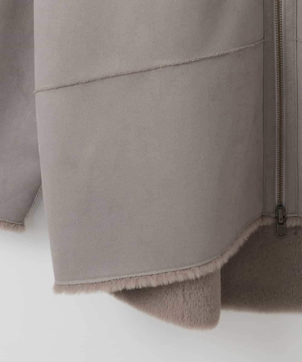 ZMJCE60270 al'aise modulation(アレーズモジュレーション) 【2WAY】リバーシブルフェイクムートンフードコート ライトグレー