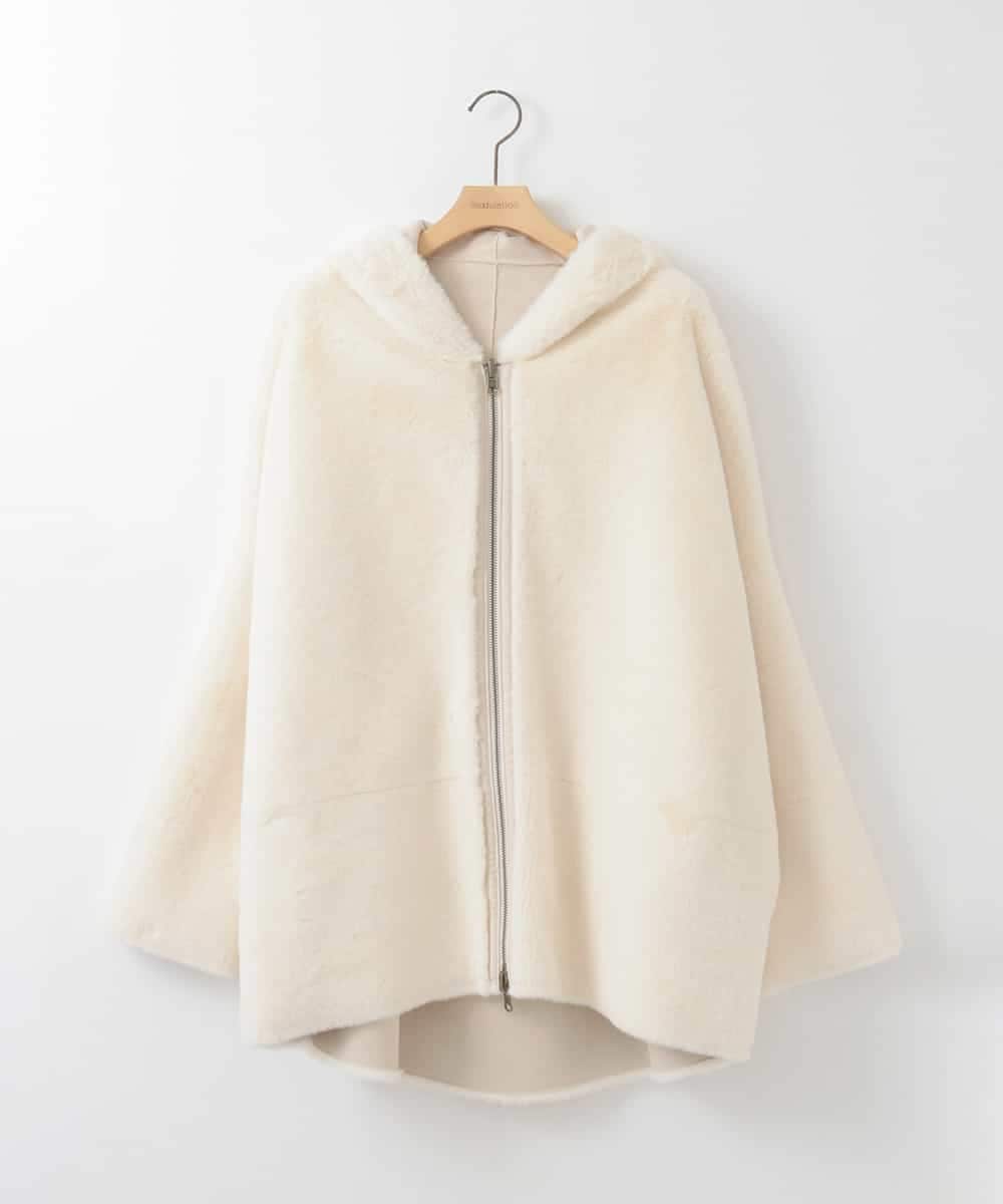 ZMJCE60270 al'aise modulation(アレーズモジュレーション) 【2WAY】リバーシブルフェイクムートンフードコート ライトグレー
