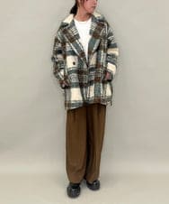 ZMJCE67150 al'aise modulation(アレーズモジュレーション) オーバーチェックプードルファーコート グリーン