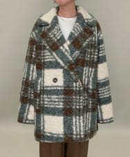 ZMJCE67150 al'aise modulation(アレーズモジュレーション) オーバーチェックプードルファーコート グリーン