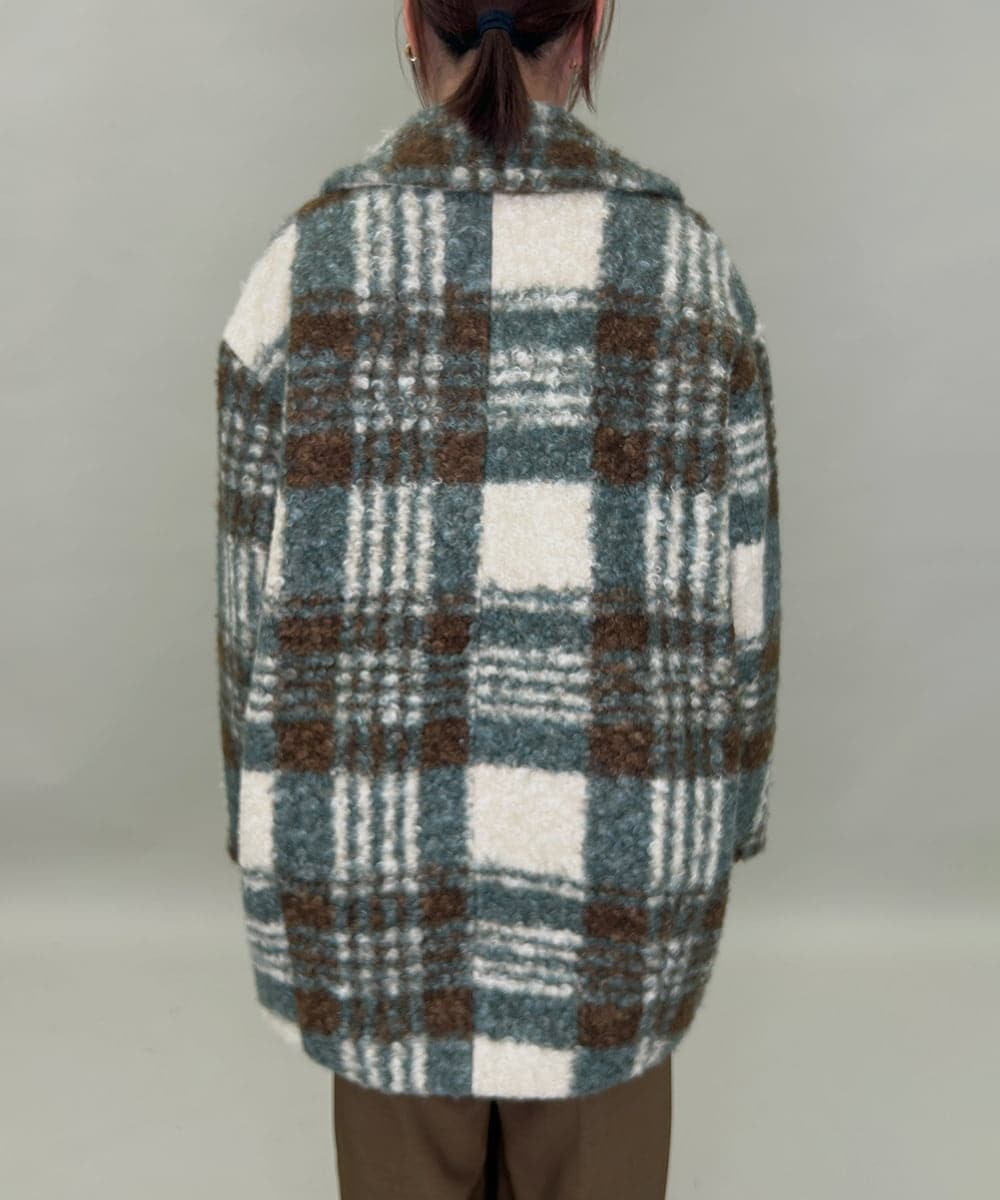 ZMJCE67150 al'aise modulation(アレーズモジュレーション) オーバーチェックプードルファーコート グリーン