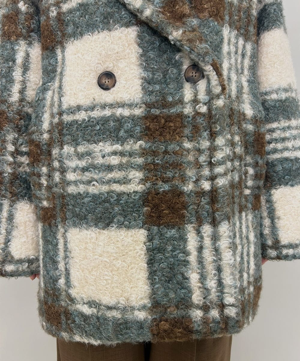 ZMJCE67150 al'aise modulation(アレーズモジュレーション) オーバーチェックプードルファーコート グリーン