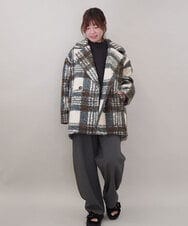 ZMJCE67150 al'aise modulation(アレーズモジュレーション) オーバーチェックプードルファーコート グリーン