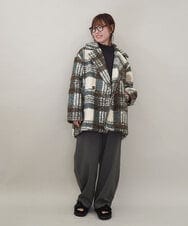 ZMJCE67150 al'aise modulation(アレーズモジュレーション) オーバーチェックプードルファーコート グリーン