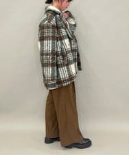 ZMJCE67150 al'aise modulation(アレーズモジュレーション) オーバーチェックプードルファーコート グリーン