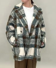 ZMJCE67150 al'aise modulation(アレーズモジュレーション) オーバーチェックプードルファーコート グリーン