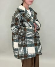 ZMJCE67150 al'aise modulation(アレーズモジュレーション) オーバーチェックプードルファーコート グリーン