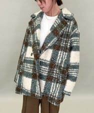 ZMJCE67150 al'aise modulation(アレーズモジュレーション) オーバーチェックプードルファーコート グリーン