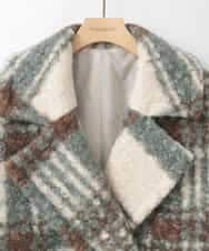 ZMJCE67150 al'aise modulation(アレーズモジュレーション) オーバーチェックプードルファーコート グリーン