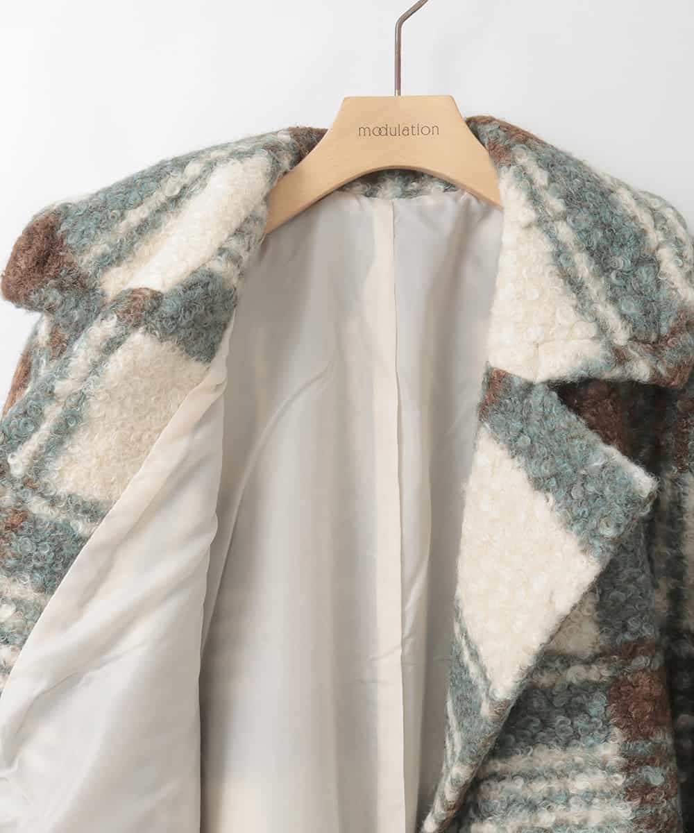 ZMJCE67150 al'aise modulation(アレーズモジュレーション) オーバーチェックプードルファーコート グリーン