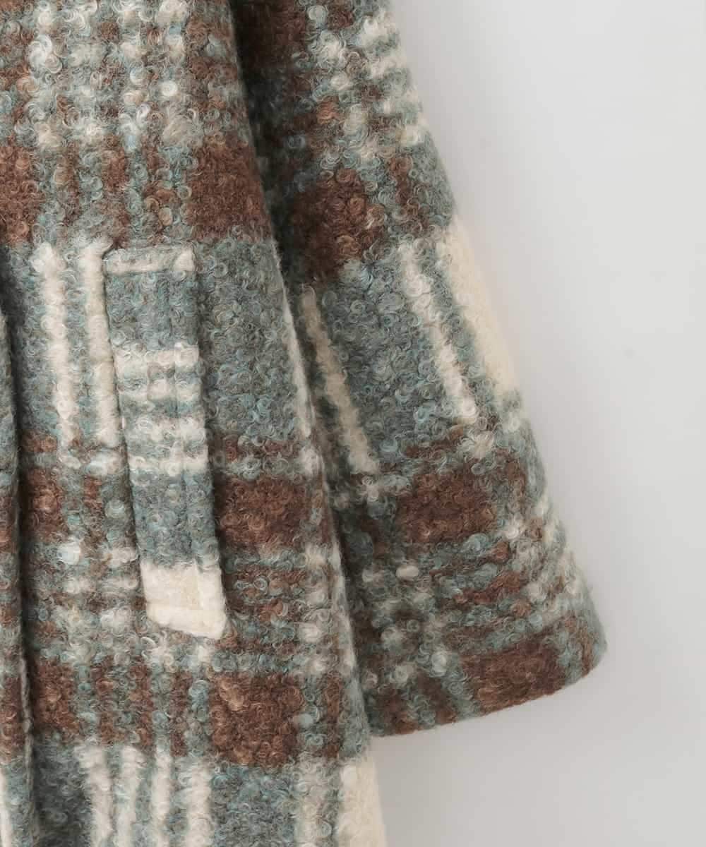 ZMJCE67150 al'aise modulation(アレーズモジュレーション) オーバーチェックプードルファーコート グリーン