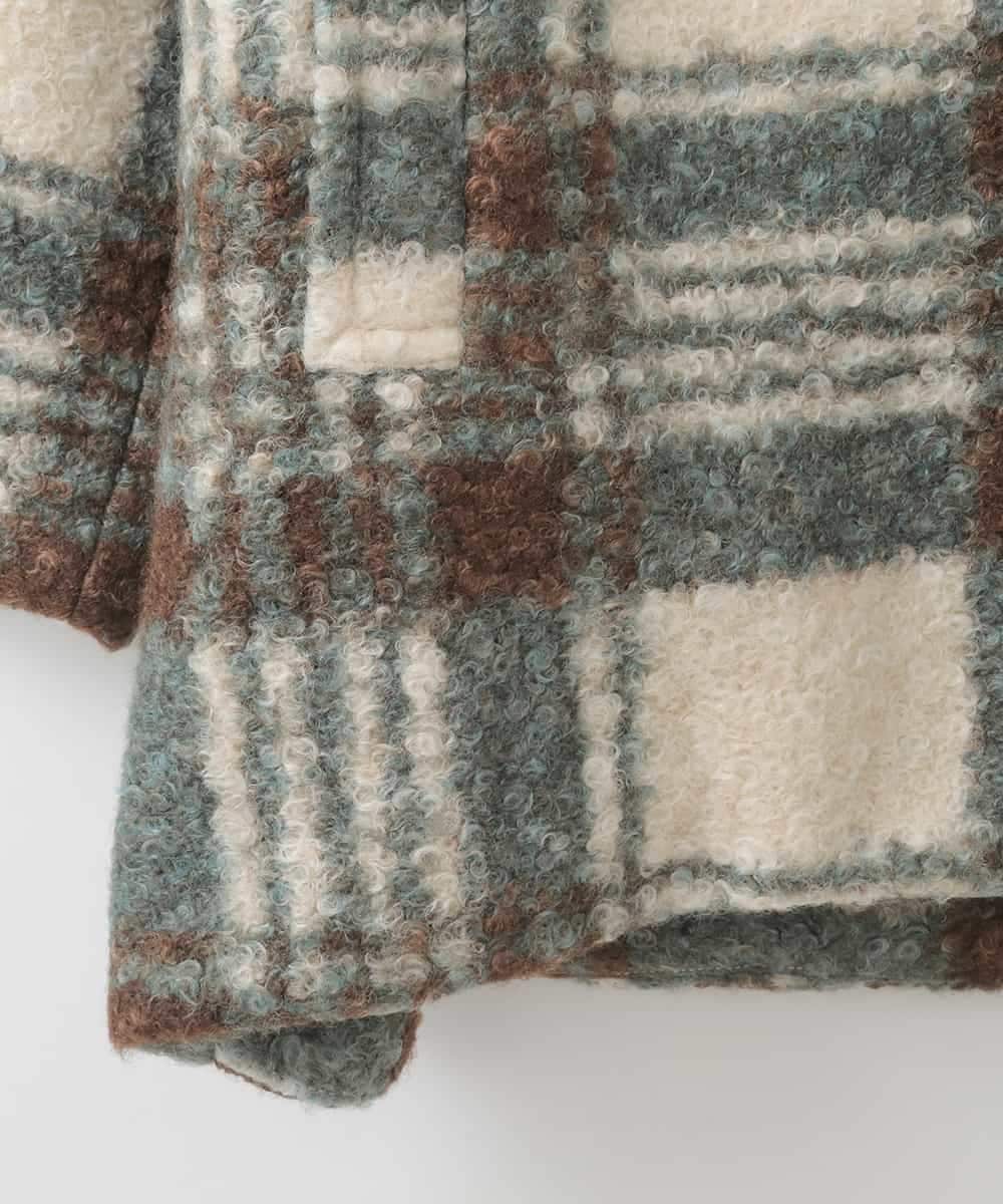 ZMJCE67150 al'aise modulation(アレーズモジュレーション) オーバーチェックプードルファーコート グリーン