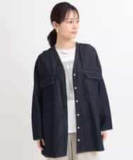 ZMJEB03160 al'aise modulation(アレーズモジュレーション) Vネックシャツライクデニムジャケット ネイビー
