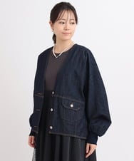 ZMJEB10170 al'aise modulation(アレーズモジュレーション) ノーカラードルマンデニムジャケット ネイビー