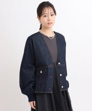 ZMJEB10170 al'aise modulation(アレーズモジュレーション) ノーカラードルマンデニムジャケット ネイビー