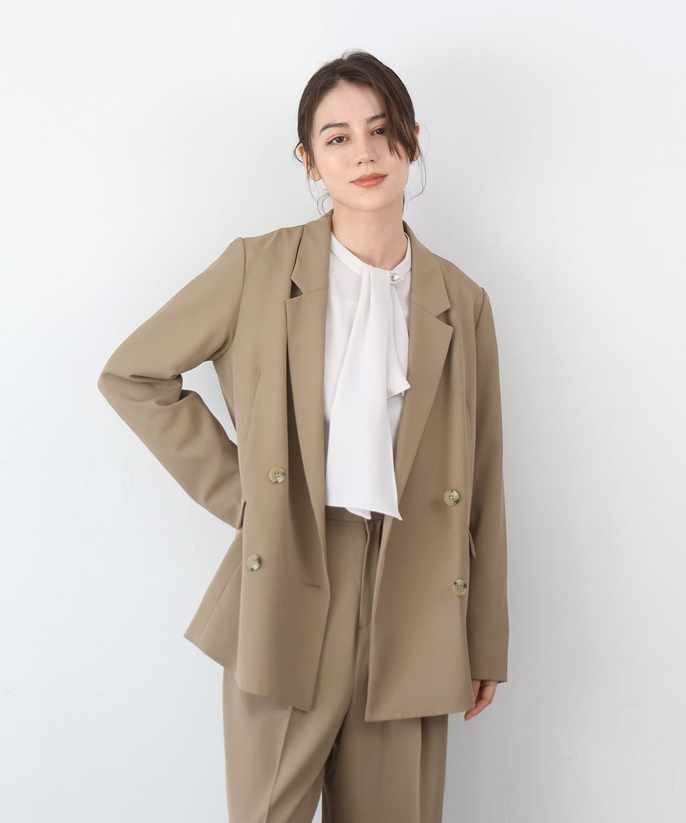 ZMJEE01170 al'aise modulation(アレーズモジュレーション) 【セットアップ対応】【洗える】フルダルダブルジャケット ベージュ