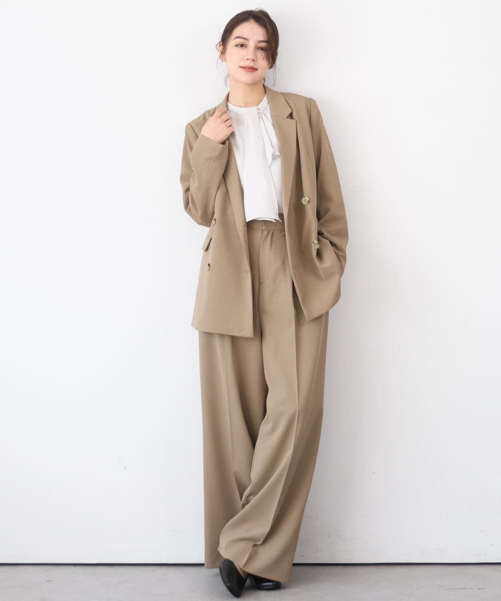 ZMJEE01170 al'aise modulation(アレーズモジュレーション) 【セットアップ対応】【洗える】フルダルダブルジャケット ベージュ