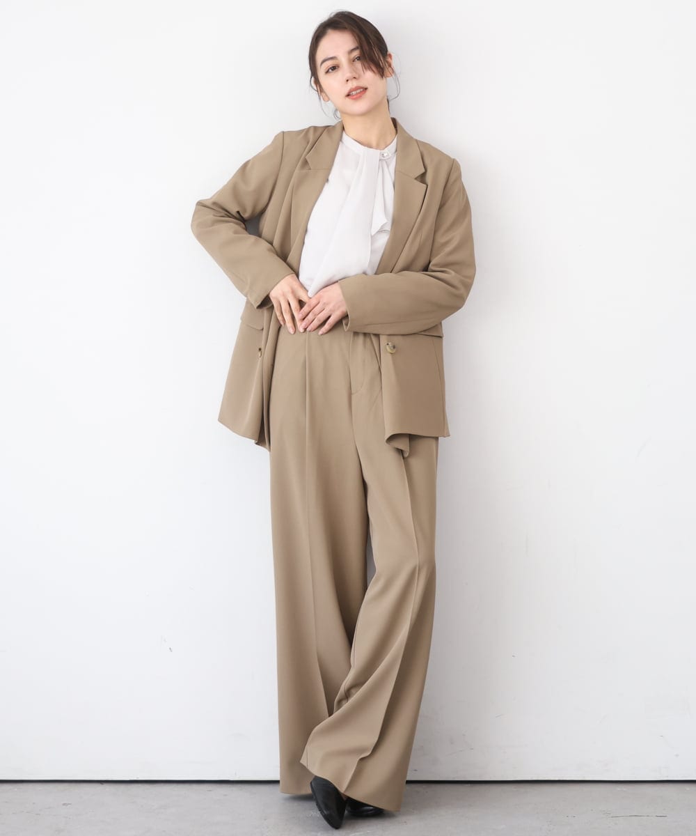 ZMJEE01170 al'aise modulation(アレーズモジュレーション) 【セットアップ対応】【洗える】フルダルダブルジャケット ベージュ