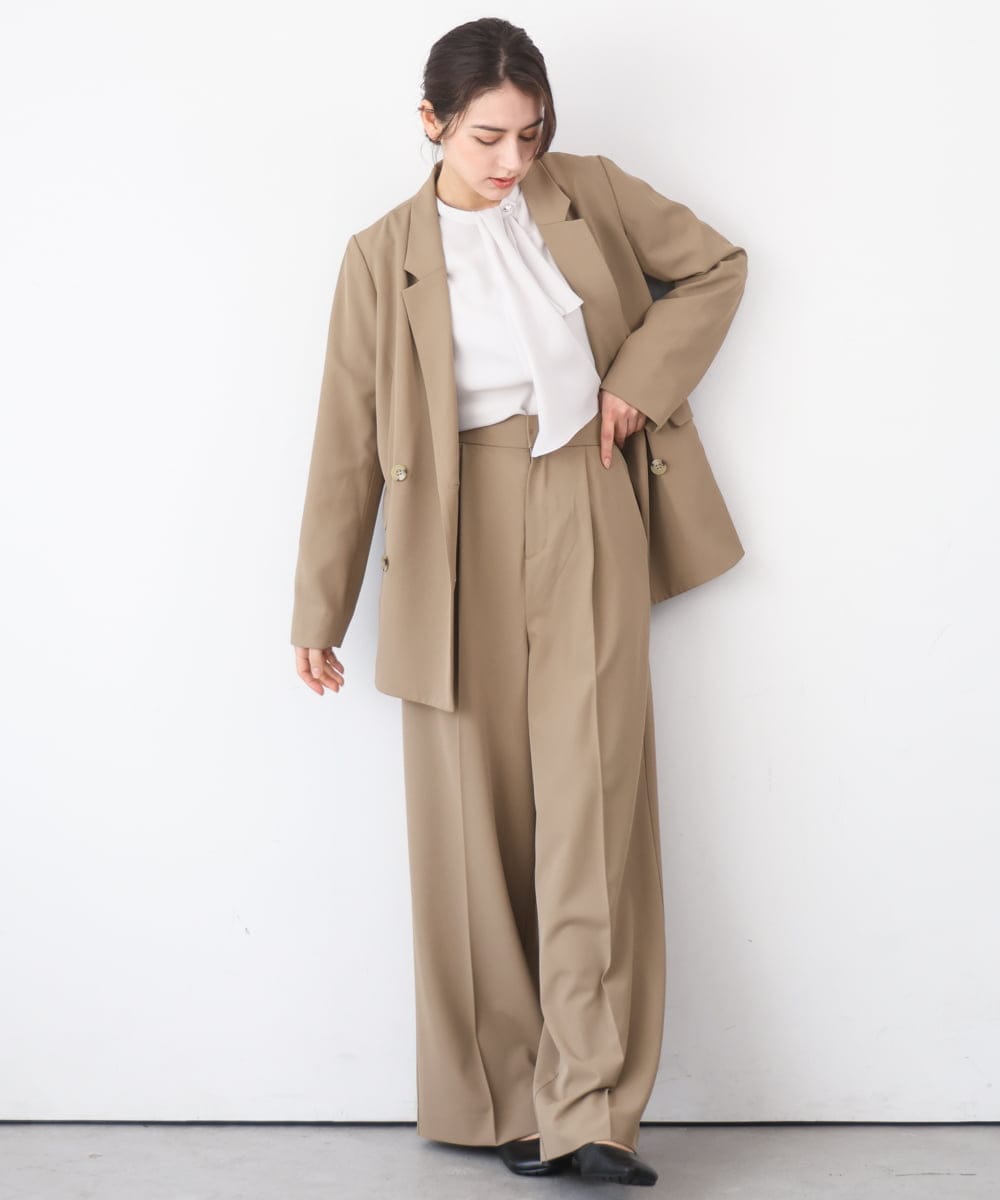 ZMJEE01170 al'aise modulation(アレーズモジュレーション) 【セットアップ対応】【洗える】フルダルダブルジャケット ベージュ