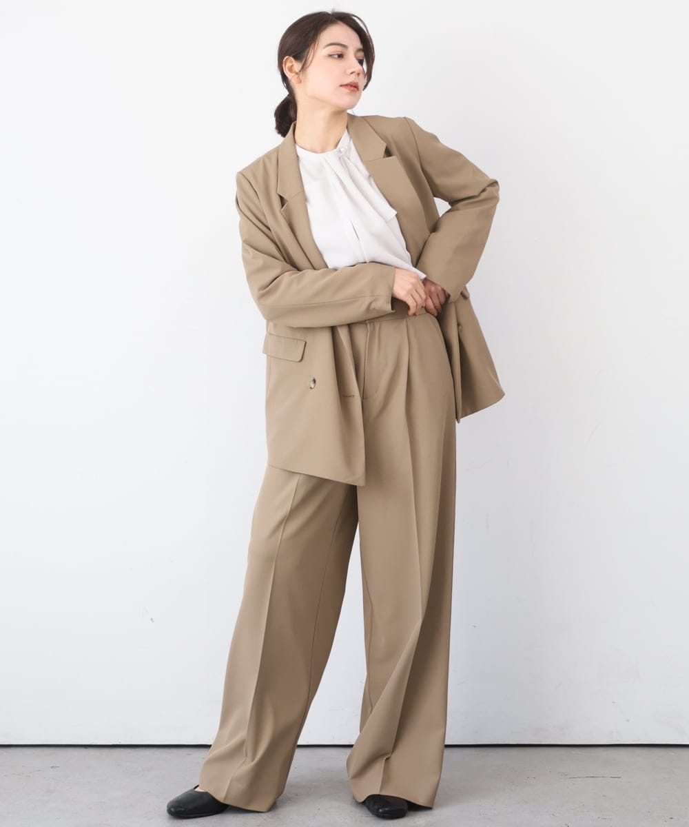 ZMJEE01170 al'aise modulation(アレーズモジュレーション) 【セットアップ対応】【洗える】フルダルダブルジャケット ベージュ