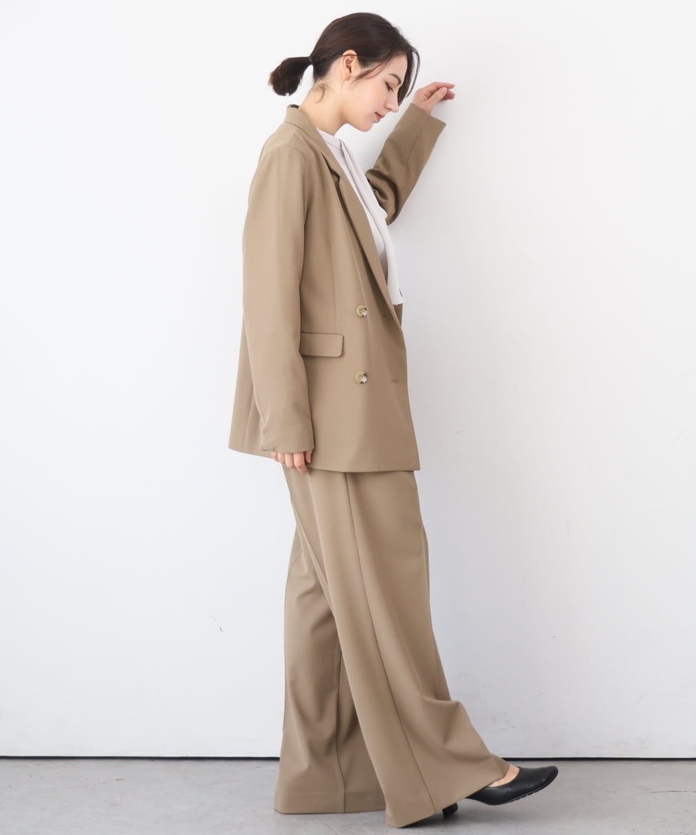 ZMJEE01170 al'aise modulation(アレーズモジュレーション) 【セットアップ対応】【洗える】フルダルダブルジャケット ベージュ