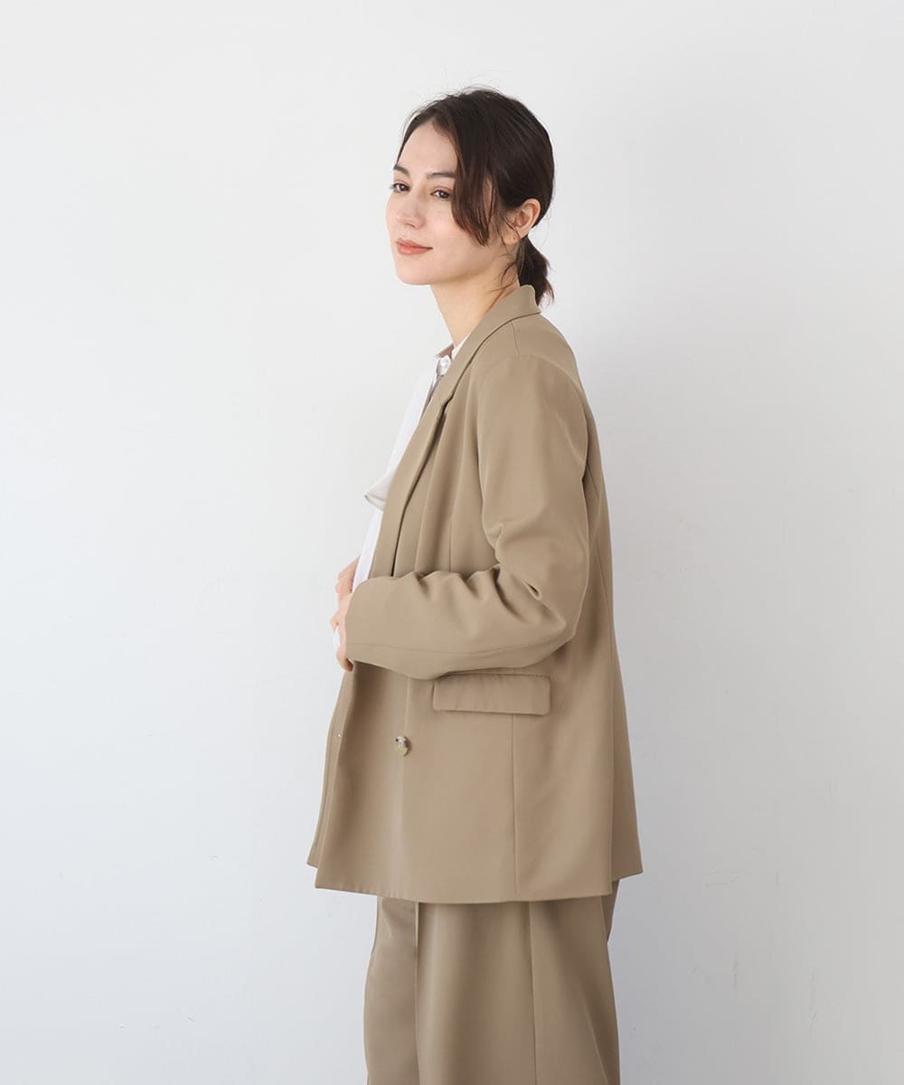 ZMJEE01170 al'aise modulation(アレーズモジュレーション) 【セットアップ対応】【洗える】フルダルダブルジャケット ベージュ