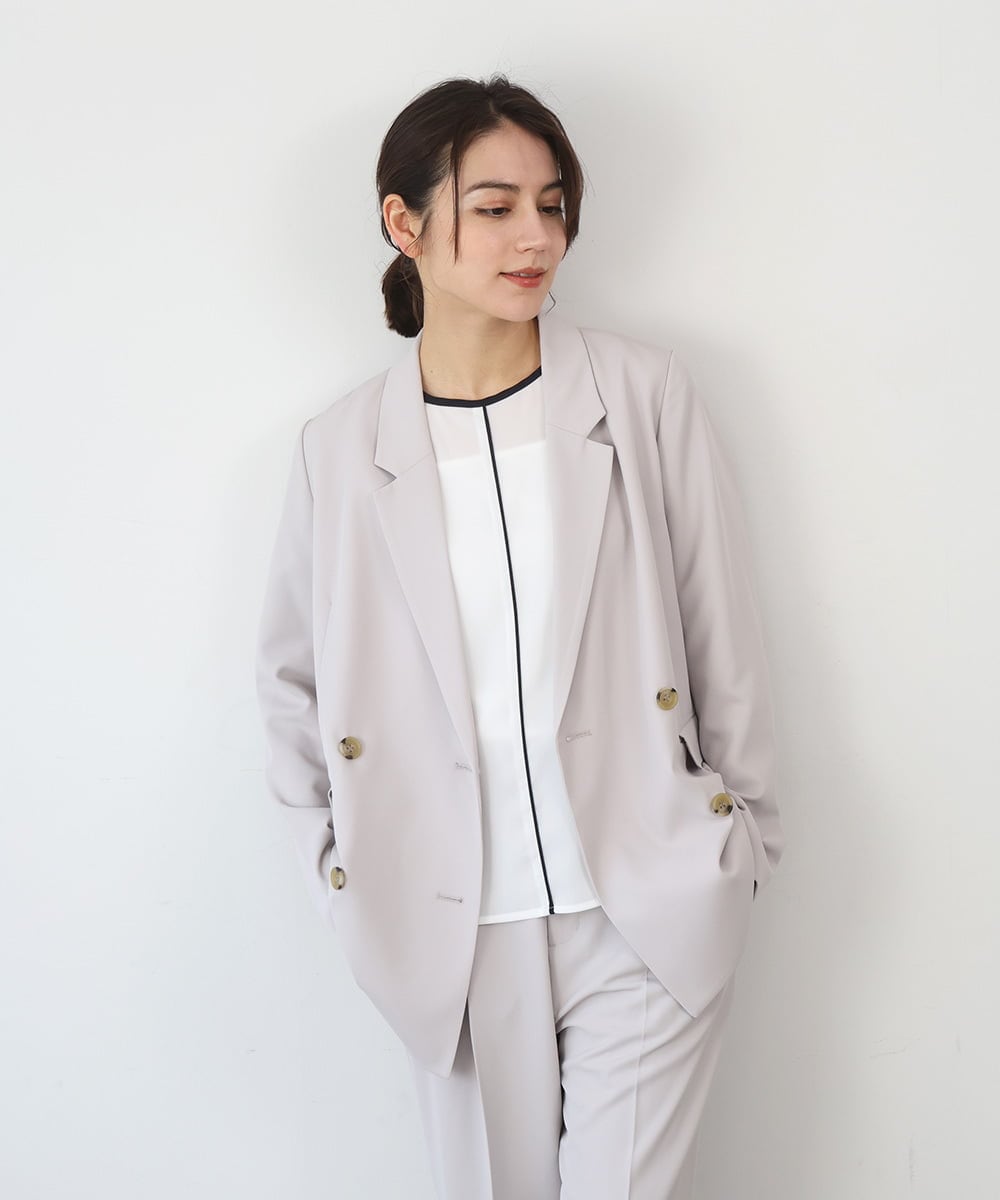 ZMJEE01170 al'aise modulation(アレーズモジュレーション) 【セットアップ対応】【洗える】フルダルダブルジャケット グレー