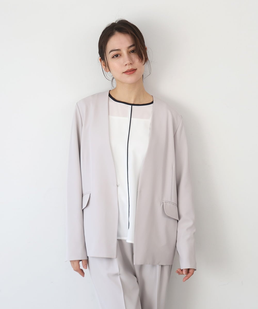 ZMJEE02150 al'aise modulation(アレーズモジュレーション) 【セットアップ対応】【洗える】フルダルノーカラージャケット グレー