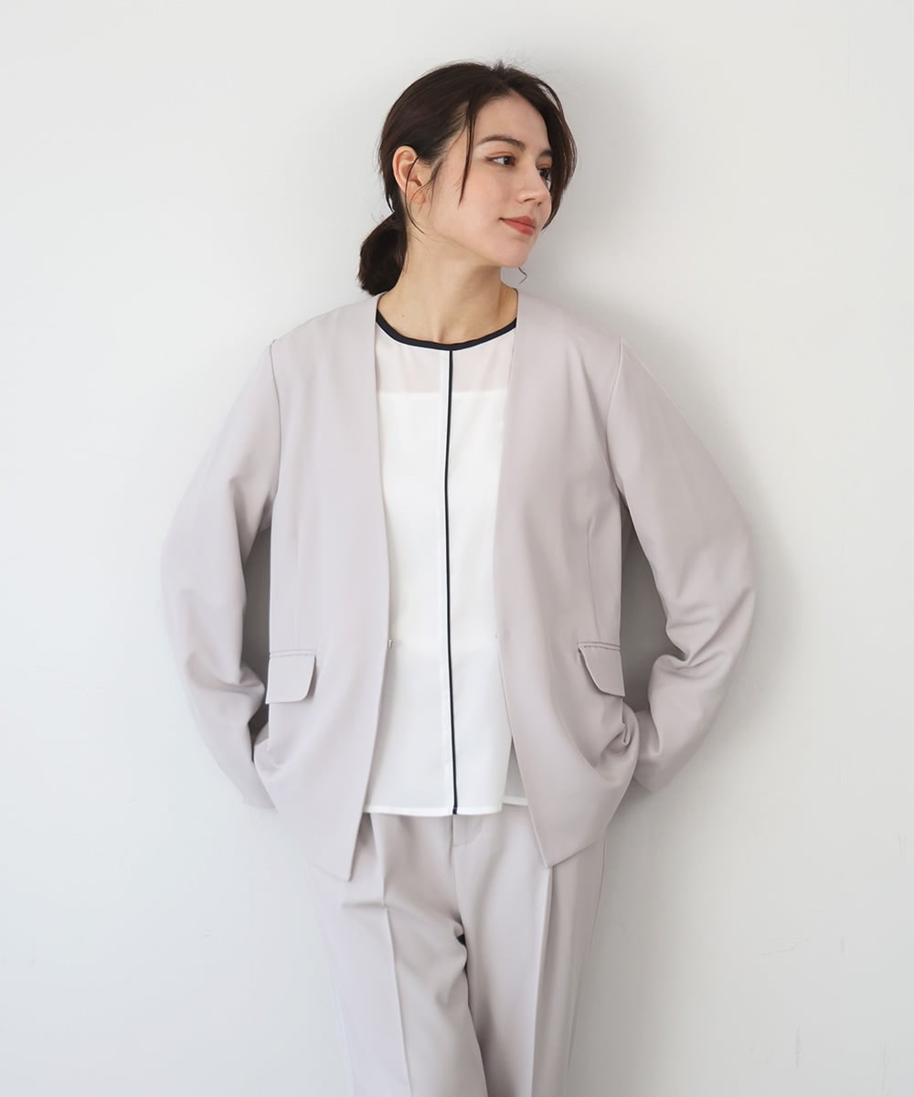 ZMJEE02150 al'aise modulation(アレーズモジュレーション) 【セットアップ対応】【洗える】フルダルノーカラージャケット グレー