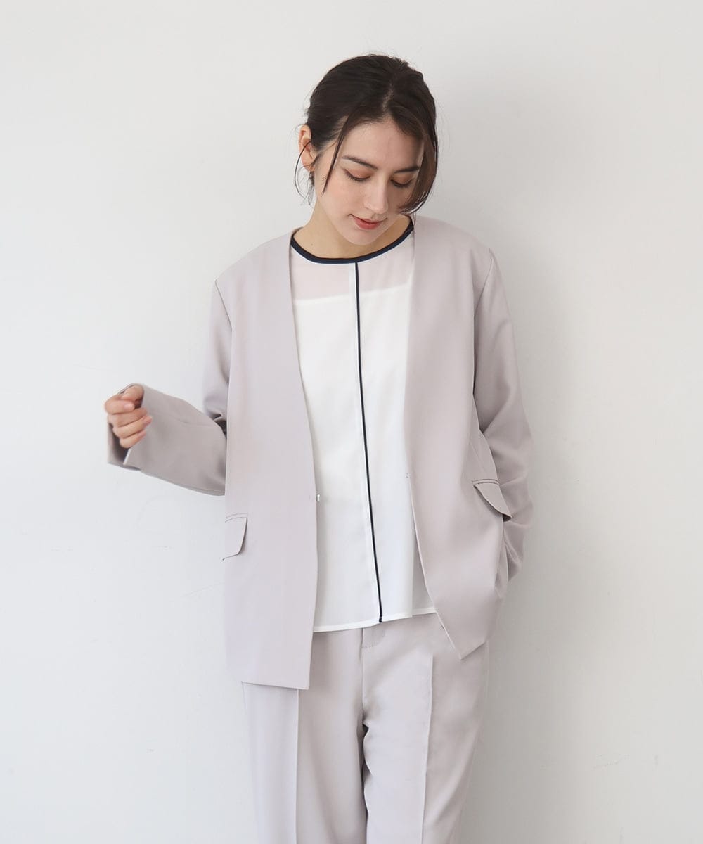 ZMJEE02150 al'aise modulation(アレーズモジュレーション) 【セットアップ対応】【洗える】フルダルノーカラージャケット グレー
