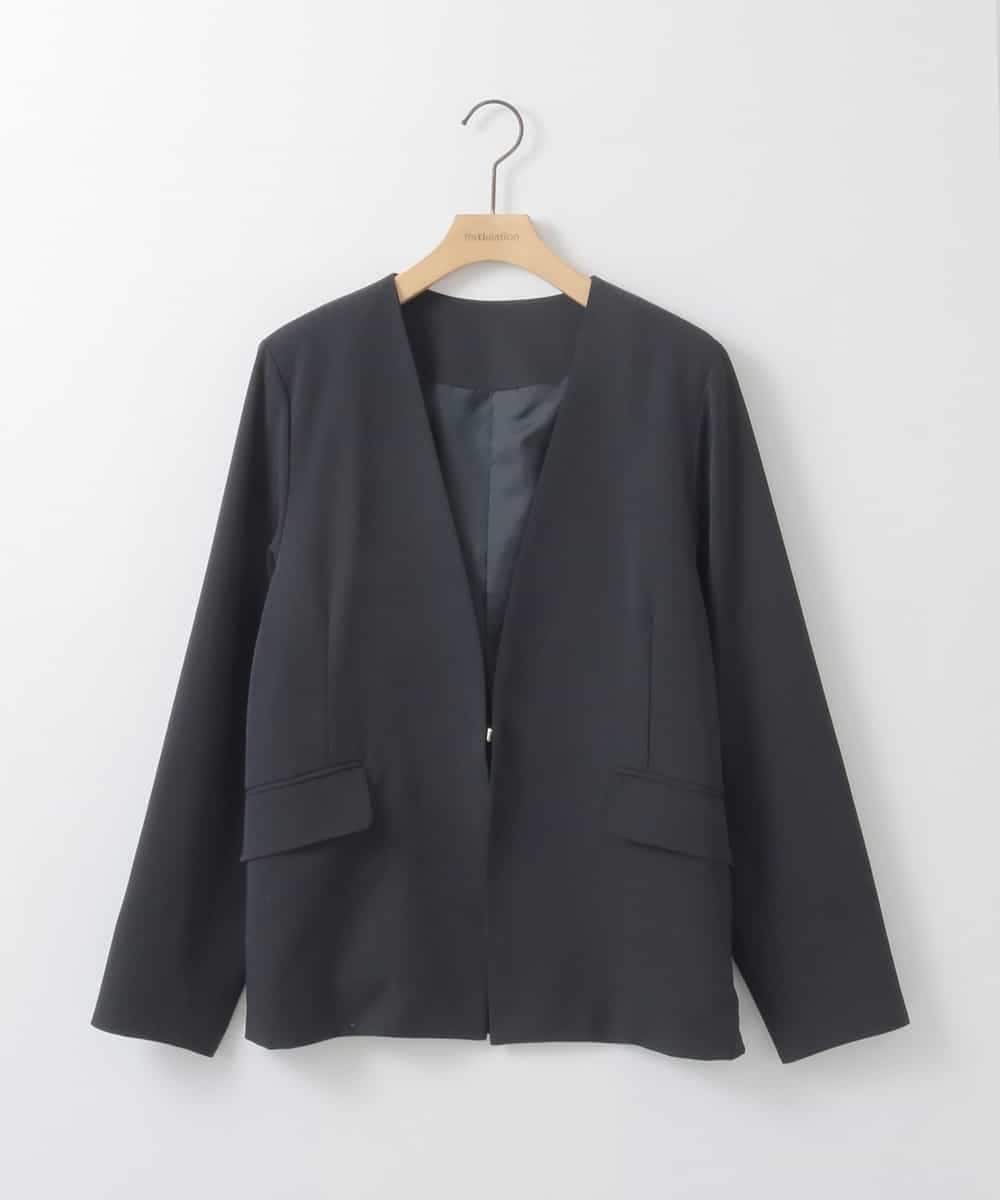 ZMJEE02150 al'aise modulation(アレーズモジュレーション) 【洗える】フルダルノーカラージャケット ネイビー