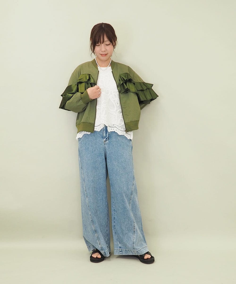 ZMJEE04180 al'aise modulation(アレーズモジュレーション) フリルMA-1ブルゾン カーキ