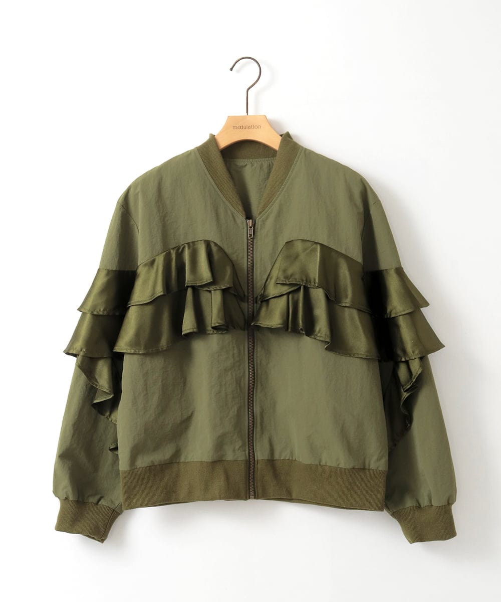 ZMJEE04180 al'aise modulation(アレーズモジュレーション) フリルMA-1ブルゾン カーキ