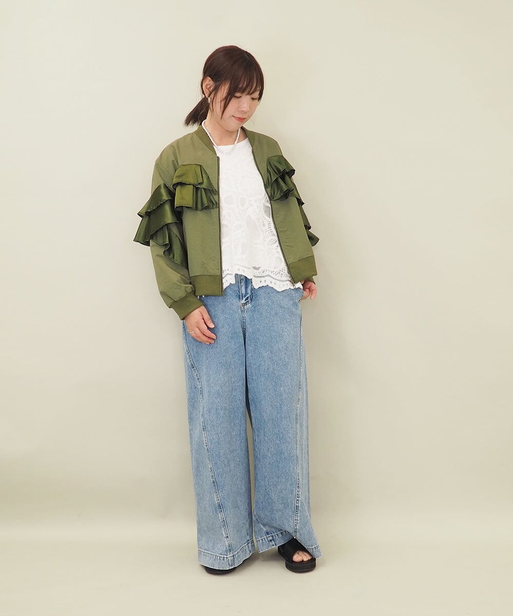 ZMJEE04180 al'aise modulation(アレーズモジュレーション) フリルMA-1ブルゾン カーキ