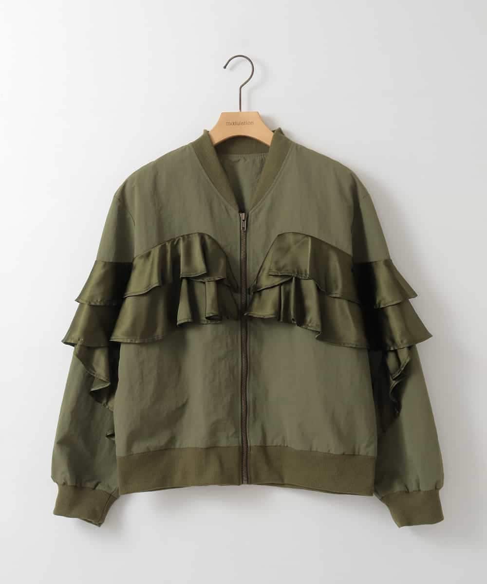 ZMJEE04180 al'aise modulation(アレーズモジュレーション) フリルMA-1ブルゾン カーキ