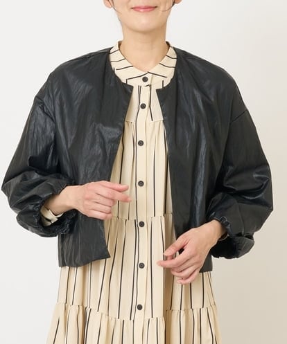 ZMJEW18130 al'aise modulation フェイクレザーバルーンスリーブジャケット