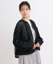 ZMJGB13180 al'aise modulation(アレーズモジュレーション) チュールレースジョイントブルゾン ブラック