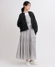 ZMJGB13180 al'aise modulation(アレーズモジュレーション) チュールレースジョイントブルゾン ブラック
