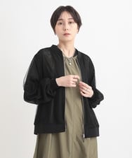 ZMJGB19160 al'aise modulation(アレーズモジュレーション) タックスリーブメッシュブルゾン ブラック